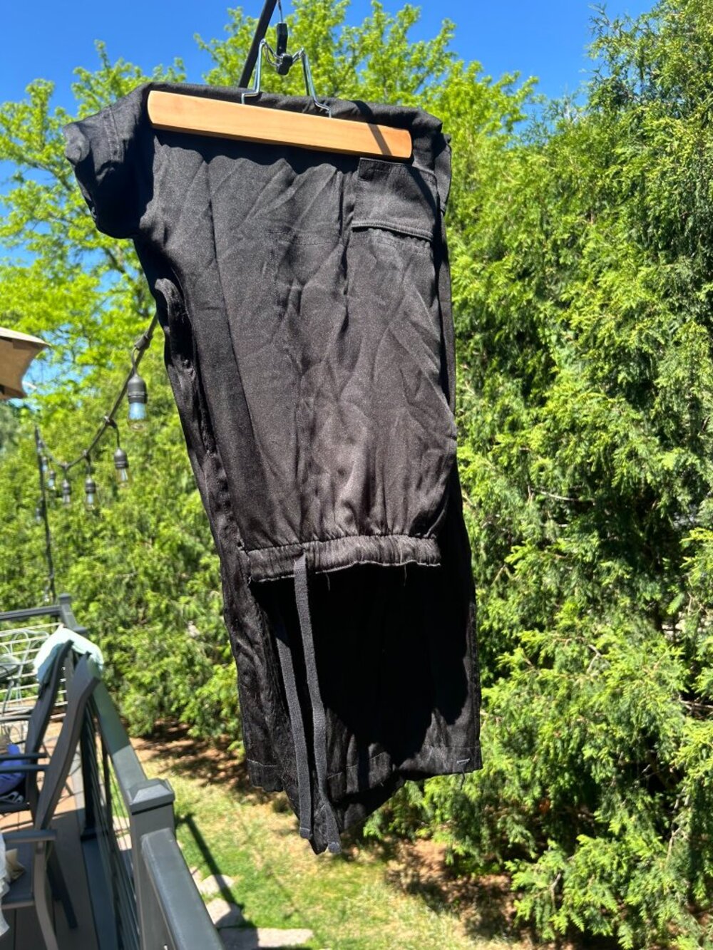 PINK Victoria's Secret Satin Cargo Pants | Size L | Black